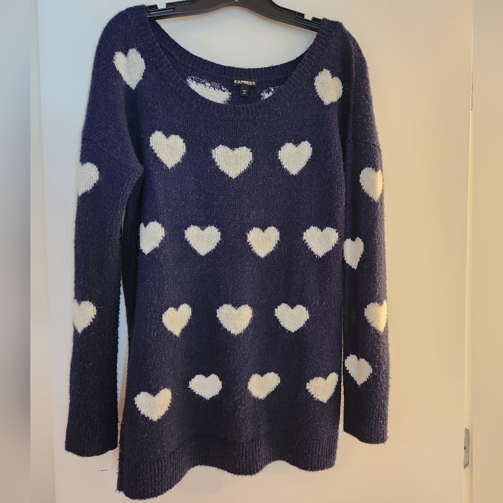 Wide Boat Neck Hearts Sweater
